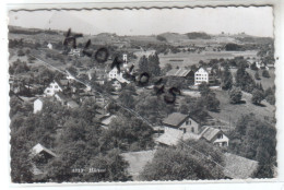 Suisse - Hütten - Vue Panoramique Aerienne Sur Le Village - Au Loin L'eglise Et Les Champs Pâturages - CPSM Glacée - Hütten