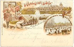KIEL Winter Litho Gruss Von Der Waldwiese Harlekin Bittet Schöne Dame Zum Tanz 20.5.1898 Gelaufen - Kiel