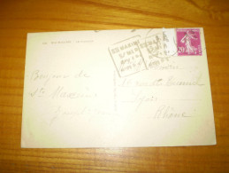 Double Cahet Daguin De Sainte Maxime Sur 20c Semeuse Bord De Feuille, Carte Sainte Maxime, Le Kiosque - Army Postmarks (before 1900)