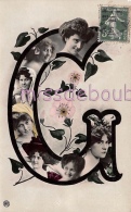 G - Lettre Alphabet - Portrait Femme Enfant  Dans La Lettre - 1905 - 2 Scans - Otros & Sin Clasificación