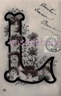 H - Lettre Alphabet - Portrait Femme Enfant  Dans La Lettre - 1905 - 2 Scans - Otros & Sin Clasificación