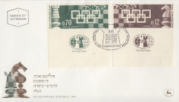 Enveloppe  FDC  1er  Jour   ISRAEL    XVIéme   OLYMPIADE   D' ECHECS   1964 - Echecs
