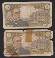 LOT DE DEUX BILLETS PASTEUR 5 F De 1966 Et 1967. Etat D'usage - 5 F 1966-1970 ''Pasteur''