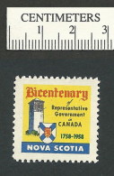 B37-25 CANADA 1958 Nova Scotia Representative Government MNH - Werbemarken (Vignetten)