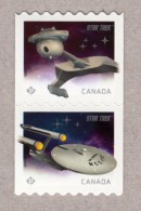 STAR TREK 50th Anniversary PAIR Coil (roll) Stamps U.S.S. ENTERPRISE & KLINGON BATTLE CRUISER Canada 2016 - América Del Norte