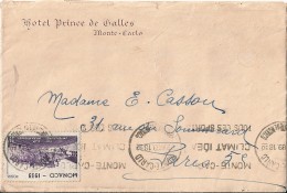 Enveloppe  -   Expédiée  De  Monté - Carlo   (  MONACO )  à  Destination  De  Paris - Lettres & Documents