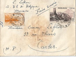 Enveloppe  -   Expédiée   De  Monté Carlo     (  MONACO )   à  Destination  De   TARBES  ( 65 ) - Cartas & Documentos