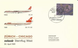 SF 81.9, Vol PRO AERO Ouest, Swissair, Zurich - Chicago, DC-10-30, DC-8, 1981 - Autres & Non Classés