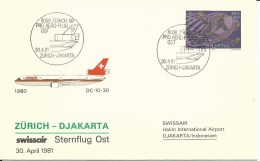 SF 81.9, Vol PRO AERO Est, Swissair, Zurich - Djakarta, DC-10-30, 1981 - Otros & Sin Clasificación