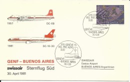 SF 81.9, Vol PRO AERO Sud, Swissair, Genève  Buenos Aires, DC-10-30, DC-6B, 1981 - Autres & Non Classés