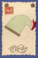 BONNET De SAINT NICOLAS - APOUTIS - SOIE BRODERIE - CARTE POSTALE ANCIENNE - PORTE BONHEUR POUR GARCONS à MARIER. - Saint-Nicholas Day