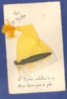 BONNET De SAINT NICOLAS - APOUTIS - SOIE BRODERIE - CARTE POSTALE ANCIENNE - PORTE BONHEUR POUR GARCONS à MARIER. - Saint-Nicolas