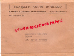 87 - ST SAINT LAURENT SUR GORRE - ENVELOPPE TRANSPORTS ANDRE ROULAUD A M. DEVAINE PIERRE - SAINT JUNIEN-LE CONCORDE - 1950 - ...