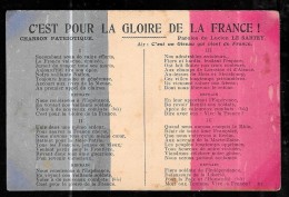 C'est Pour La Gloire De La France - Chanson Patriotique Parole De Le Sartey   (  Trait Blanc Défaut De Scan ) - Odd48 - Patriotiques