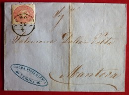 Lombardo Veneto 1864 Lettera Da Verona A Mantova - IV Emissione 5 Soldi Rosa - Lombardije-Venetië