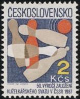 Czechoslovakia / Stamps (1987) 2779: 50th Anniversary Bowling Association CSSR; Painter: Vladimir Hajek - Boule/Pétanque