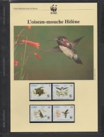 DF / ANIMAUX / OISEAUX / OISEAU-MOUCHE HÉLÈNE / CUBA / 4 TIMBRES + 4 ENVELOPPES + 5 PAGES DE TEXTE / EDITÉ PAR LE WWF - Vögel