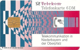 Germany - Telekommunikation In Niederbayern Und Der Oberpfalz - A 07-05.92 - 50.000ex, Used - A + AD-Series : Werbekarten Der Dt. Telekom AG