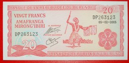 § DANCER: BURUNDI ★ 20 FRANCS 2005 UNC CRISP!!! LOW START★ NO RESERVE! - Burundi