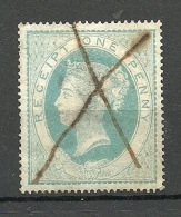 Great Britain Old Revenue Tax Stamp ? Queen Victoria Recipt One Penny O - Dienstzegels