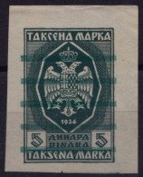 1940´s Yugoslavia - Revenue / Tax Stamp CUT - 5 Din - Used - Service