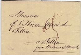 LAC Datée 31/05/1822 De Liege Vers Tellin Par Namur Et Marche (luik En Rouge) Maire De Tellin Manuscrit 3 De Port - 1815-1830 (Periodo Holandes)