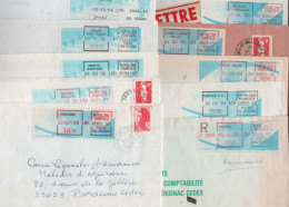 Lot De 10 Vignettes D´affranchissements Divers Sur Enveloppes - Other & Unclassified