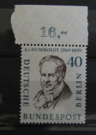 1957, Berlin Männer Humboldt 40 Pf Vom Rand Oberrandstück, Michel 171, ** MNH, Value +1,20 - Ungebraucht
