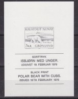 Greenland 1976 Polar Bear M/s Blackprint  ** Mnh (GL113) - Blokken