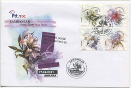 TURQUIE,TURKEI TURKEY PERMANENT POSTAL STAMPS THEMED AS LILIES 2011 FIRST DAY COVER - Covers & Documents