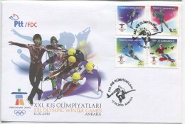 TURQUIE,TURKEI TURKEY XXI.OLYMPIC WINTER GAMES  FIRST DAY COVER - Brieven En Documenten