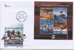 TURQUIE,TURKEI TURKEY 2012 WORLD INDOOR ATHLETICS CHAMPIONSHIPS FIRST DAY COVER - Lettres & Documents