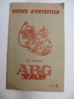 Moteur ABG VAP - Notice D'Entretien - 14 Pages + Hors Texte - Motorfietsen