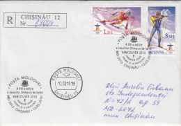 WINTER OLYMPIC GAMES, VANCOUVER'10, SKIING, BIATHLON, STAMPS ON REGISTERED COVER, OBLIT FDC, 2010, MOLDOVA - Winter 2010: Vancouver