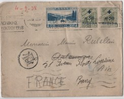 GREECE Lettre Cover 1938 Timbre Surcharge - Marcofilie - EMA (Printer)