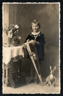 2673 - Altes Foto -  Mädchen Schulanfang Schulgang Zuckertüte Schultüte Ranzen Ca. 1930 Osterhase - Children's School Start