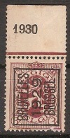 Zegel Nr. 278 TYPO Nr. 222 BRUXELLES 1929 BRUSSEL Met BLADBOORD + Datum  ;  Staat Zie Scan ! Inzet Aan 5 € ! - Typo Precancels 1929-37 (Heraldic Lion)