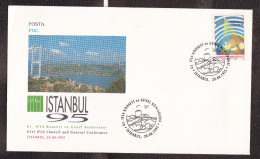 TURKEY, 1995, FDC, 61st IFLA, Council And General Conference, Istanbul Cancelled - Poste Aérienne