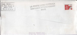 Lettre Affranchits Postes 2,83 Avec Grande Griffe Noire "La Poste Lyon-Terreaux/Complèment Affranchissement/Payé" - Briefe U. Dokumente