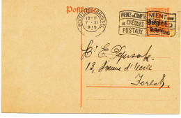 543/24 - INCROYABLE EMPLOI ACCEPTE PAR LA POSTE Et TRES TARDIF - Entier Postal Germania BRUXELLES 7 XI 1919 - Briefkaarten 1909-1934
