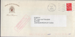 Lettre 33 Preignac 19-4 2005 Flamme O= Griffe Rouge Apposée à Bordeaux "Ne Concerne Pas/les Boites Postales/de Bordeaux - Covers & Documents