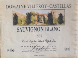 ETIQUETTE De VIN - SAUVIGNON BLANC 1887 - D. Villeroy-Castellas 12° - Contrôlée 75cl  - Décollé Bon Etat - - Vin De Pays D'Oc