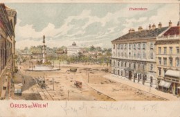 CPA VIENNA- PRATERSTERN, TEGETTHOFF COLUMN, HORSE, TRAM, TRAMWAY - Prater