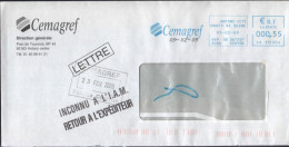 Lettre EMA Bleu Antony CCT1 03-02-09 Avec Griffe Noire " Inconnu A L'I.A.M. / Retour A L'Envoyeur" - Lettres & Documents