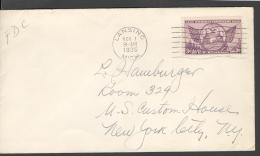 1935 FDC  - Nr 775 OP GELOPEN ENVELOPPE VAN LANSING - COTE 15,00 -  MICHIGAN CENTENNIAL - 1851-1940