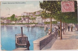 ,LUGANO 1908,lac,lago Ceresio,partagée Entre L´italie Et La Suisse,quai Presso Giardino Publico,avec Tampons  Rares, - Lugano