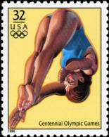 Sc#3068d 1996 USA Olympic Games Stamp- Women's Diving Athletic - Plongée