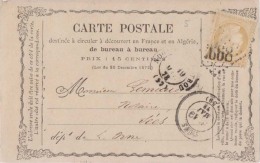 France Entier Postale, Postal Stationary Card, Used With Postmark 1668 - Vorläufer