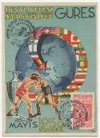 TURQUIE,TURKEI TURKEY 1956 GRECO ROMAN WRESTLING WORLD CHAMPIONSHIP POSTCARD - Covers & Documents