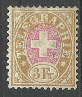 SCHWEIZ Switzerland 1881 Telegraphe Michel 18 * - Telegraafzegels